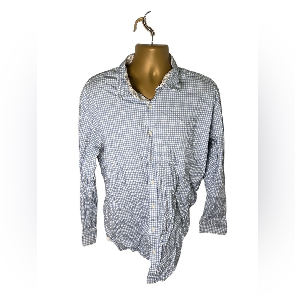 Society of Threads Checkered Long Sleeve Button Down Shirt Light Blue White 2XLT